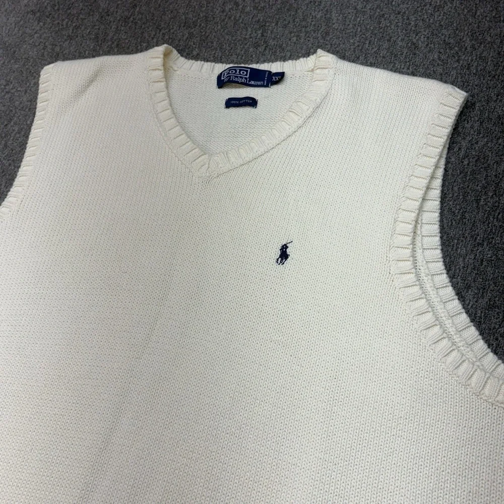 Vintage '80s Polo Ralph Lauren Beige Ivory‎ 100% Cotton Sweater Vest XXL